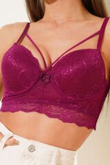 Desteksiz Çapraz İpli Bralet Sütyen Mürdüm