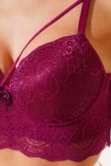 Desteksiz Çapraz İpli Bralet Sütyen Mürdüm