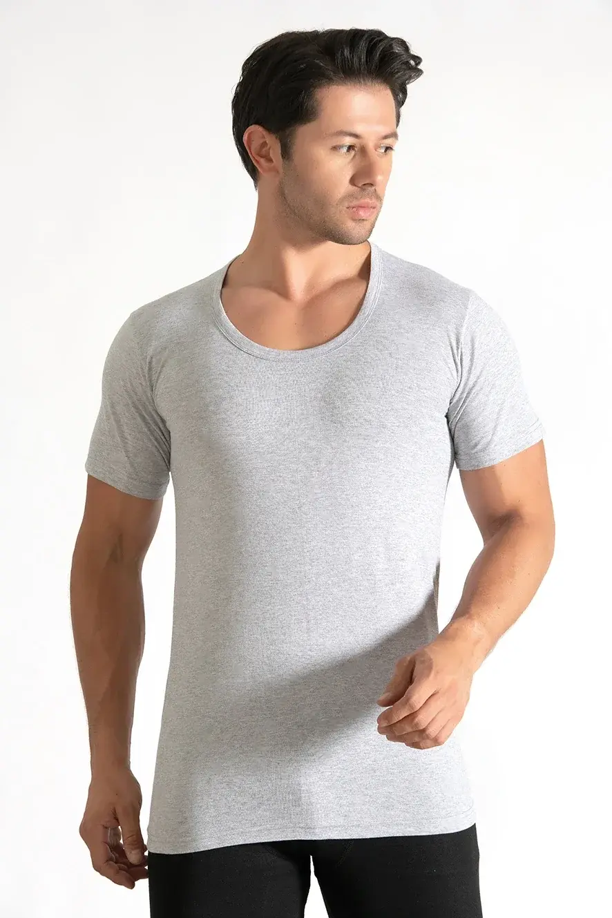 Seher Yıldızı Erkek 6'lı Bisiklet Yaka Gri Fanila