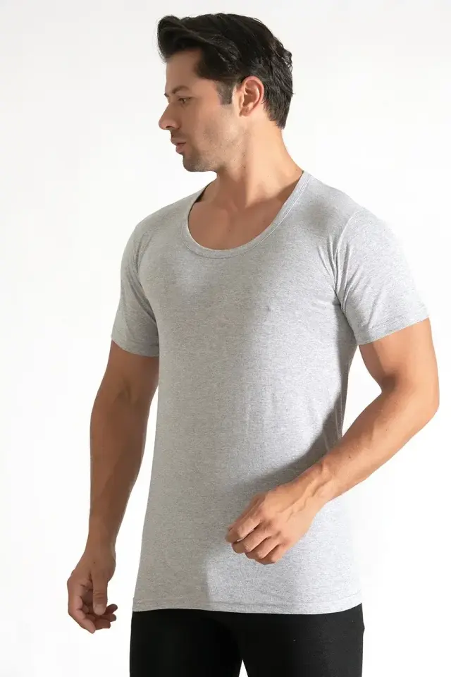 Seher Yıldızı Erkek 6'lı Bisiklet Yaka Gri Fanila 6/XXL