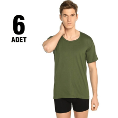 Seher Yıldızı Erkek 6'lı Paket Bisiklet Yaka Fanila Haki