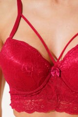 Desteksiz Çapraz İpli Bralet Sütyen Bordo