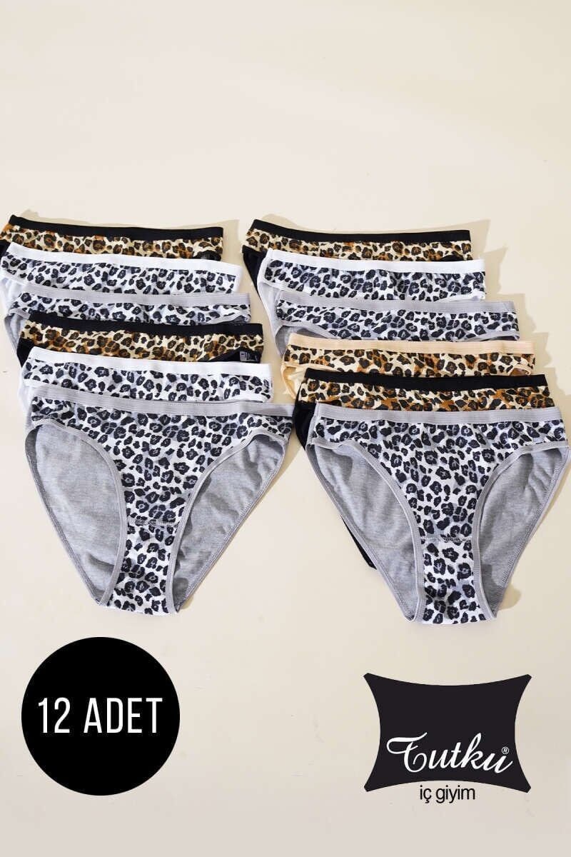 Tutku Kadın 12'li Paket Leopar Bikini 5/XL
