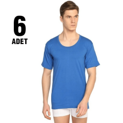Seher Yıldızı Erkek 6'lı Paket Bisiklet Yaka Fanila Mavi