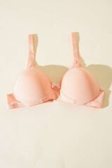 Transparan Dekolte Destekli Sütyen Somon