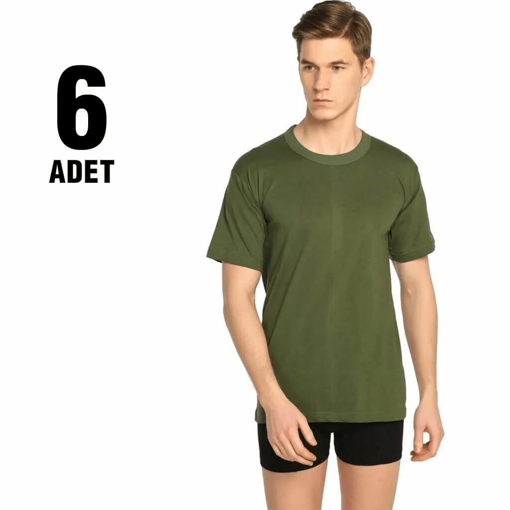 Seher Yıldızı Erkek 6'lı Paket Sıfır Yaka Atlet Haki