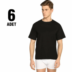 Seher Yıldızı Erkek 6'lı Paket Sıfır Yaka Atlet Siyah