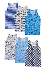 Tutku Erkek Çocuk 6'lı Paket Renkli Desenli Atlet