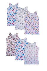 Tutku Kız Çocuk 6'lı Paket Renkli Desenli Geniş Askılı  Atlet