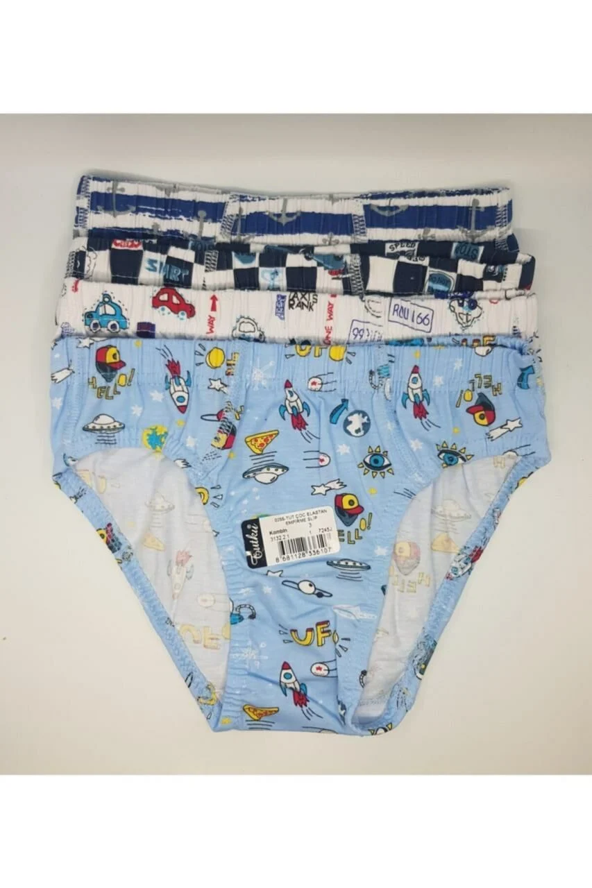 Tutku Erkek Çocuk 12'li Paket Renkli Desenli Külot Slip
