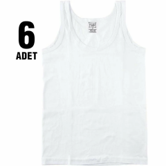 Tutku Erkek Çocuk 6'lı Paket Ribana Beyaz Atlet