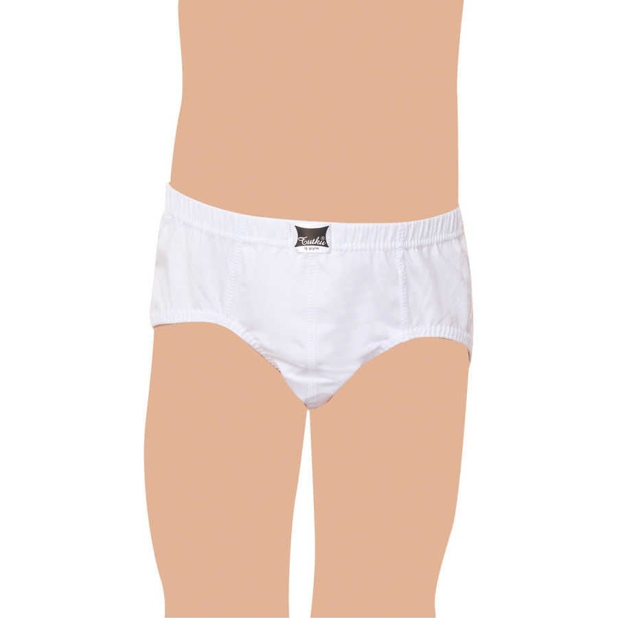 Tutku Erkek Çocuk 12'li Paket Beyaz Penye Külot Slip Kom