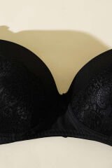 Dantelli Silikon Battal Sütyen Siyah