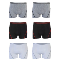 Tutku Erkek Çocuk 3'lü Paket Elastan Boxer Beyaz - Siyah - Gri