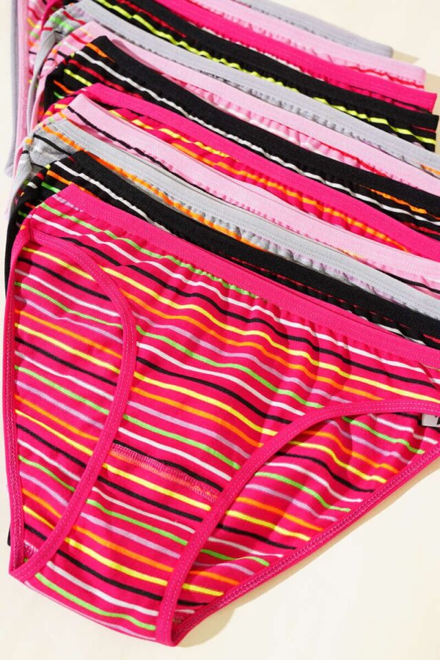 Tutku Kadın 12'li Paket Çizgili Bikini