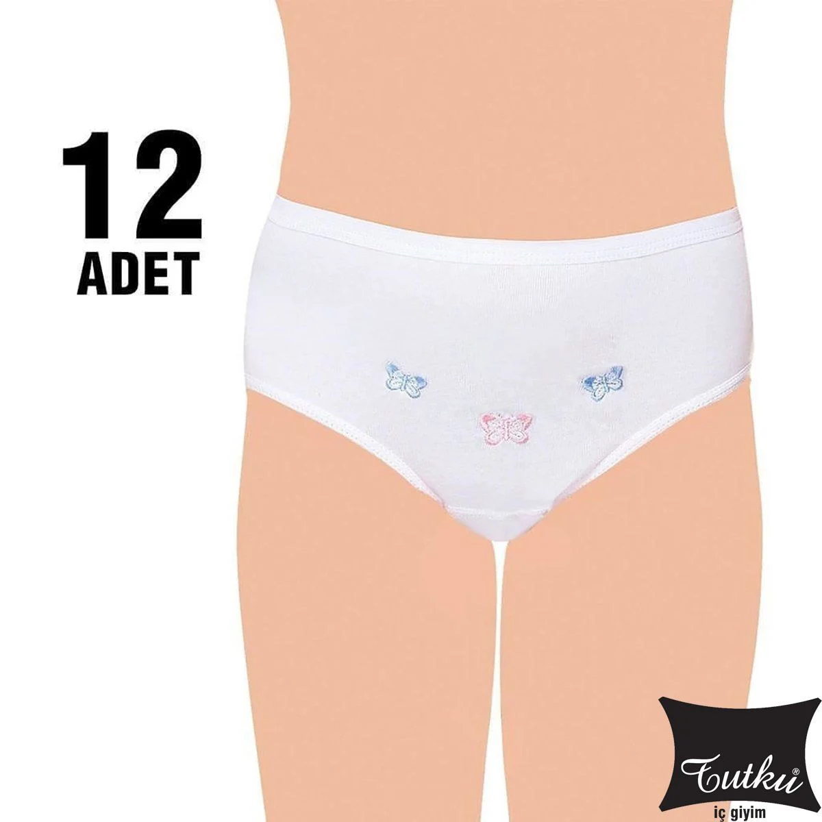 Tutku Kız Çocuk 12'li Paket İşlemeli Külot Slip Kom