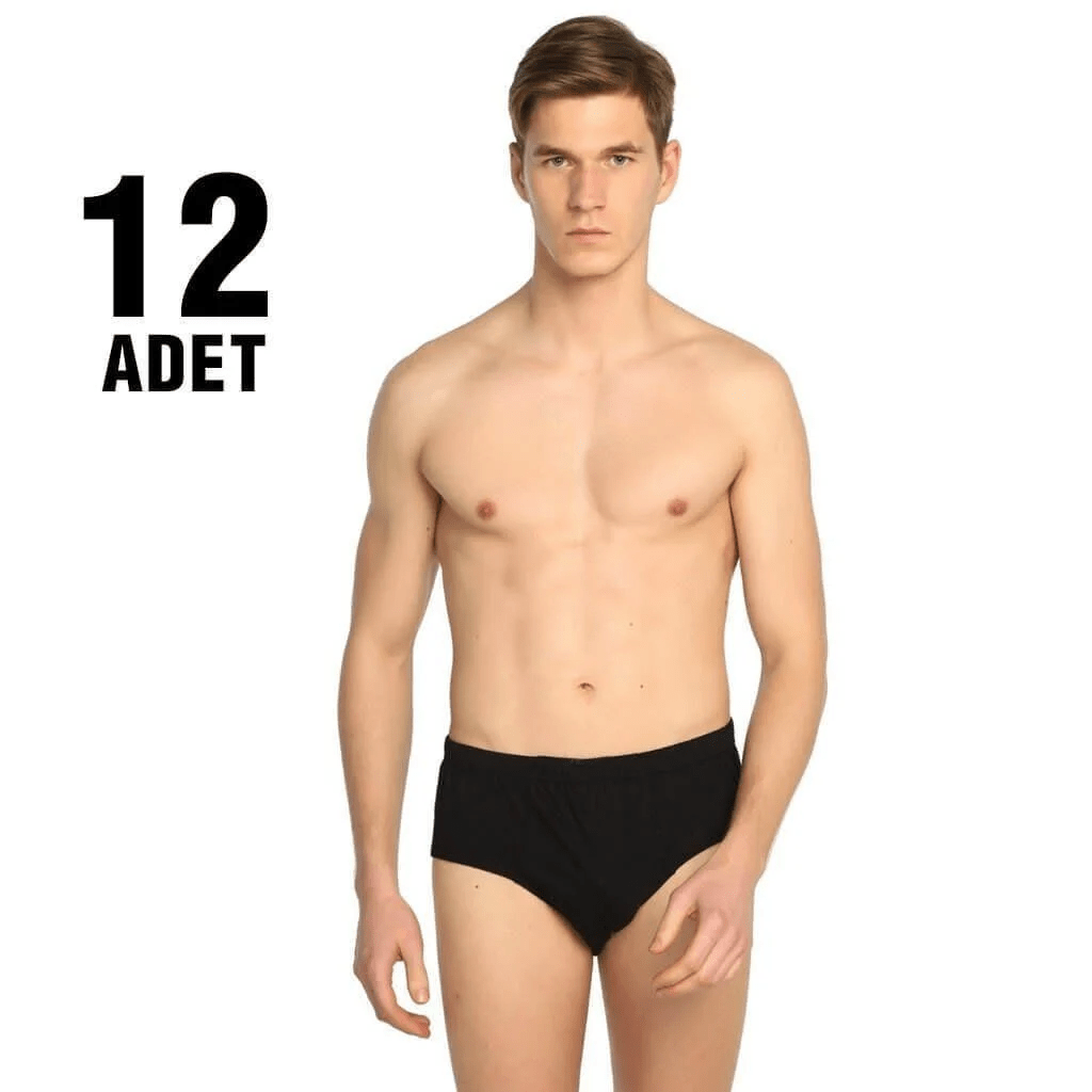 Seher Yıldızı Erkek  12'li Paket Siyah Kom Slip Külot