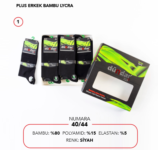 Dündar 12'li Erkek Bambu Lycra Çorap Dikişsiz