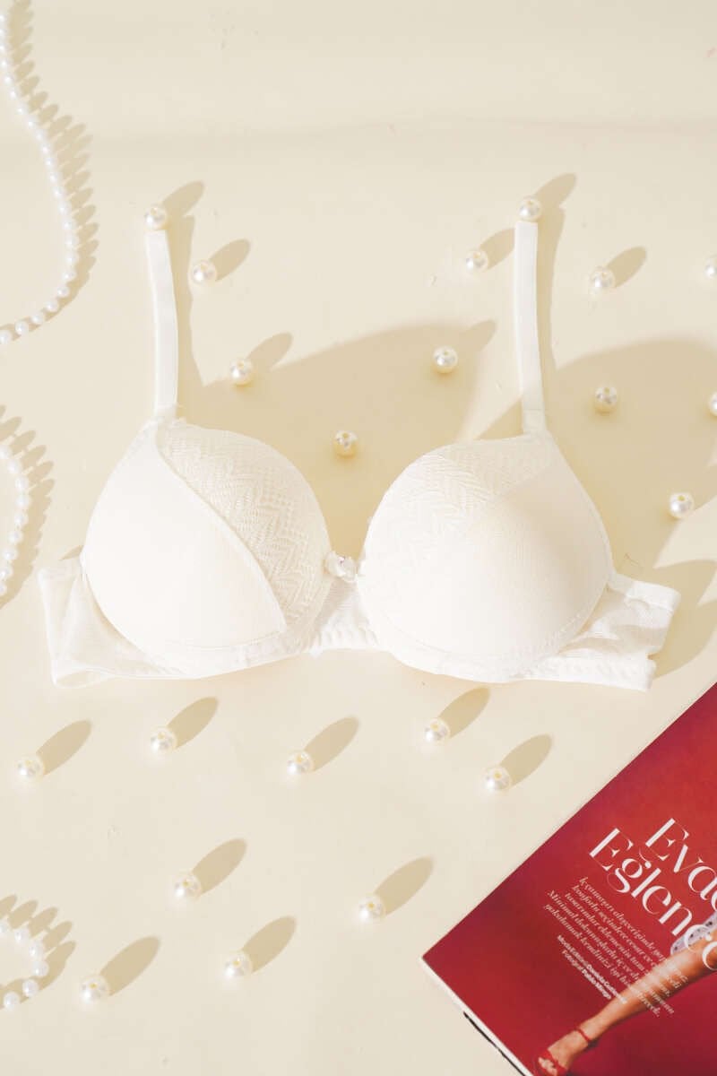 Lotus Destekli Jakar Sütyen Ekru