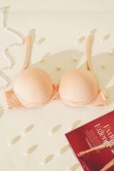 Destekli Kendinden Desenli Sütyen Ten