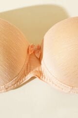 Destekli Kendinden Desenli Sütyen Ten