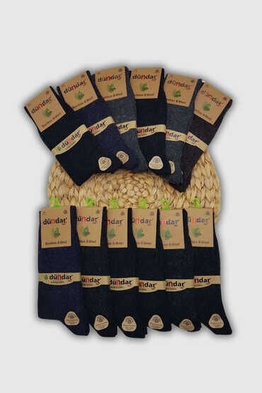 Dündar 12'li Paket Erkek Plus Bambu Yün Çorap 5923
