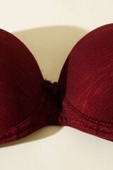 Destekli Kendinden Desenli Sütyen Mürdüm