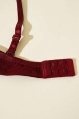 Destekli Kendinden Desenli Sütyen Mürdüm