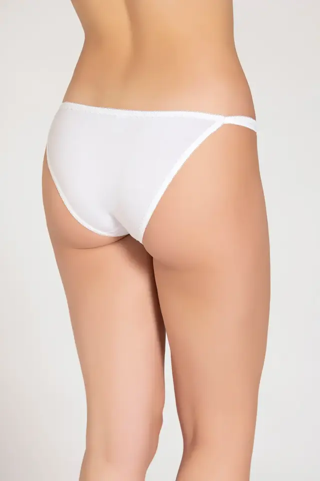 Tutku Kadın Çift Biyeli Önü Tüllü Bikini Külot Beyaz  - 5/XL