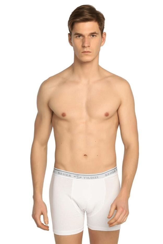 Seher Yıldızı Erkek 3’lü Paket Elastan Boxer Beyaz