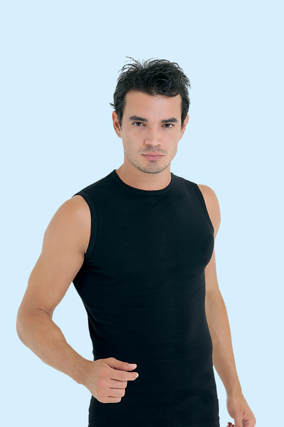 Ceylanoğlu 3'lü Paket Ribana Siyah Erkek Sıfır Yaka Sıfır Kol Atlet