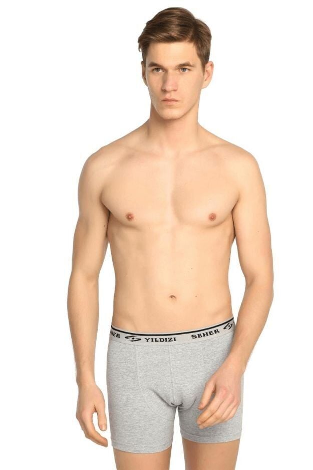 Seher Yıldızı Erkek 3’lü Paket Elastan Boxer Gri