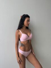 Cansoy Telsiz Desteksiz Pembe Sütyen Takımı