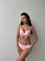 Cansoy Telsiz Desteksiz Pembe Sütyen Takımı