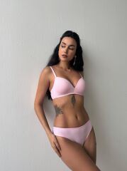 Cansoy Telsiz Desteksiz Pembe Sütyen Takımı