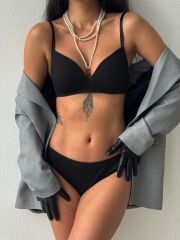 Cansoy Telsiz Desteksiz Siyah Sütyen Takımı