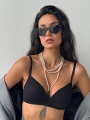 Cansoy Telsiz Desteksiz Siyah Sütyen Takımı