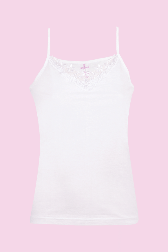 Ceylanoğlu 6'lı Paket Penye  Güpürlü Kadın İp Askılı  Atlet