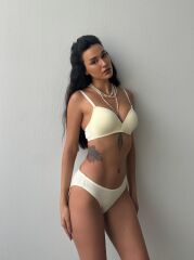 Cansoy Telsiz Desteksiz Ekru Sütyen Takımı