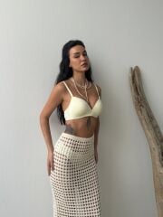 Cansoy Telsiz Desteksiz Ekru Sütyen Takımı