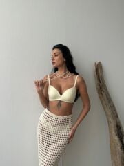 Cansoy Telsiz Desteksiz Ekru Sütyen Takımı