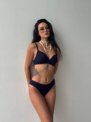 Cansoy Telsiz Desteksiz Lacivert Sütyen Takımı