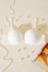 Destekli Dantelli Straplez Sütyen Ekru