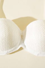 Destekli Dantelli Straplez Sütyen Ekru