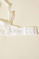 Destekli Dantelli Straplez Sütyen Ekru