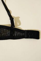 Destekli Dantelli Straplez Sütyen Siyah