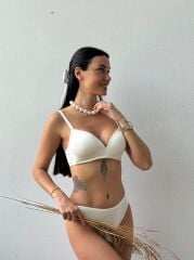 Cansoy Telsiz Desteksiz Ekru Sütyen Takımı