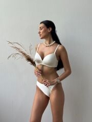 Cansoy Telsiz Desteksiz Ekru Sütyen Takımı