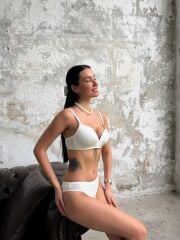 Cansoy Telsiz Desteksiz Ekru Sütyen Takımı