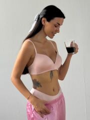 Cansoy Telsiz Desteksiz Pembe Sütyen Takımı